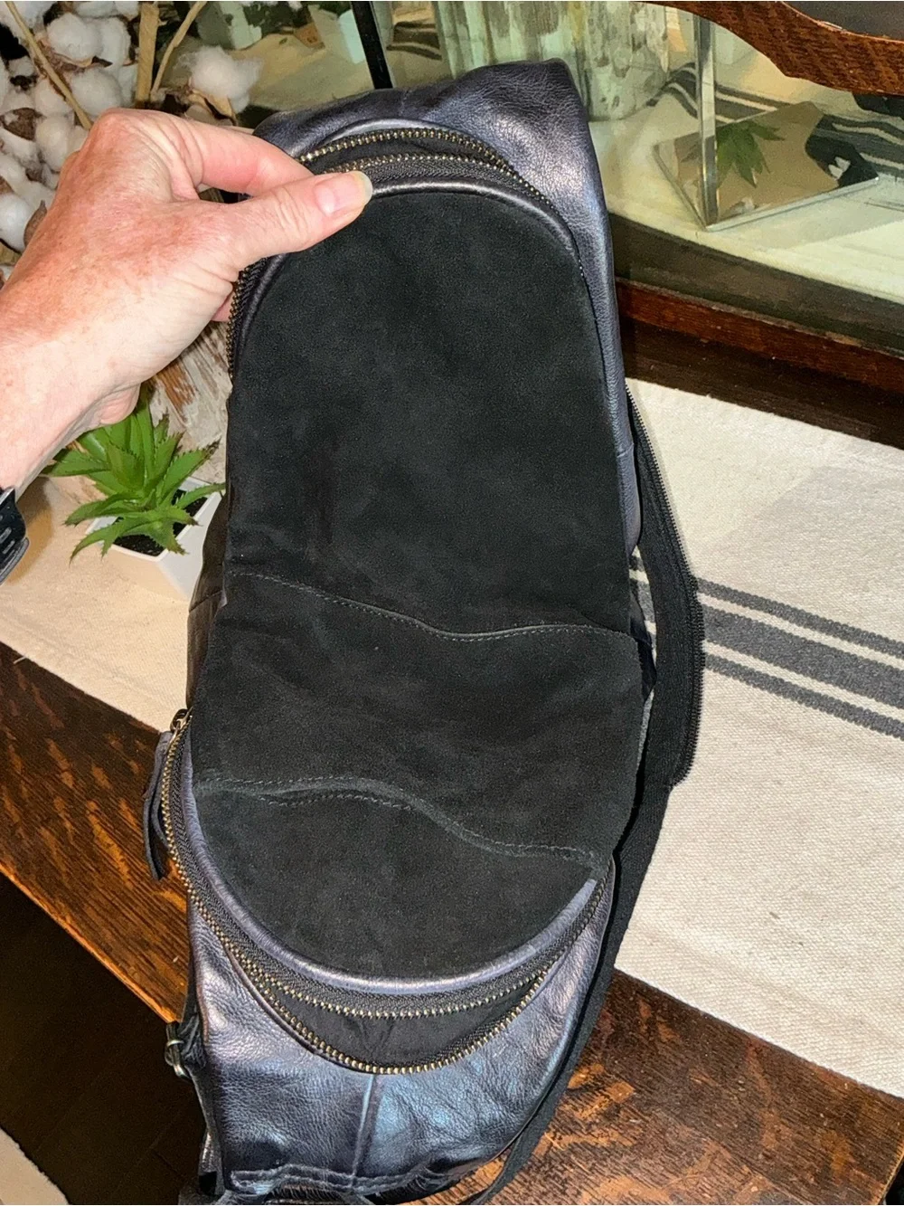 NWOT We The Free Leather Soho Convertible Sling Backpack Bag Black MSRP $128